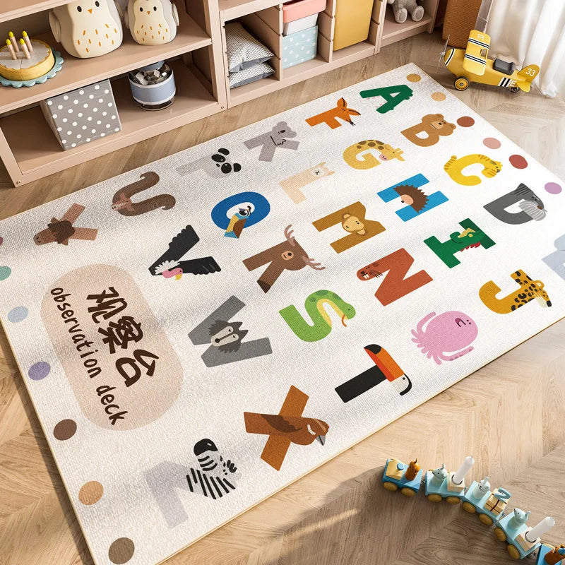 Cartoon Car Traffic Kids Play Mat Crystal Velvet Children's Area Rug Baby Crawling Carpet for Playroom Bedroom Living Room