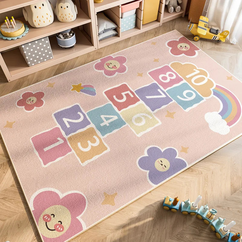 Cartoon Car Traffic Kids Play Mat Crystal Velvet Children's Area Rug Baby Crawling Carpet for Playroom Bedroom Living Room