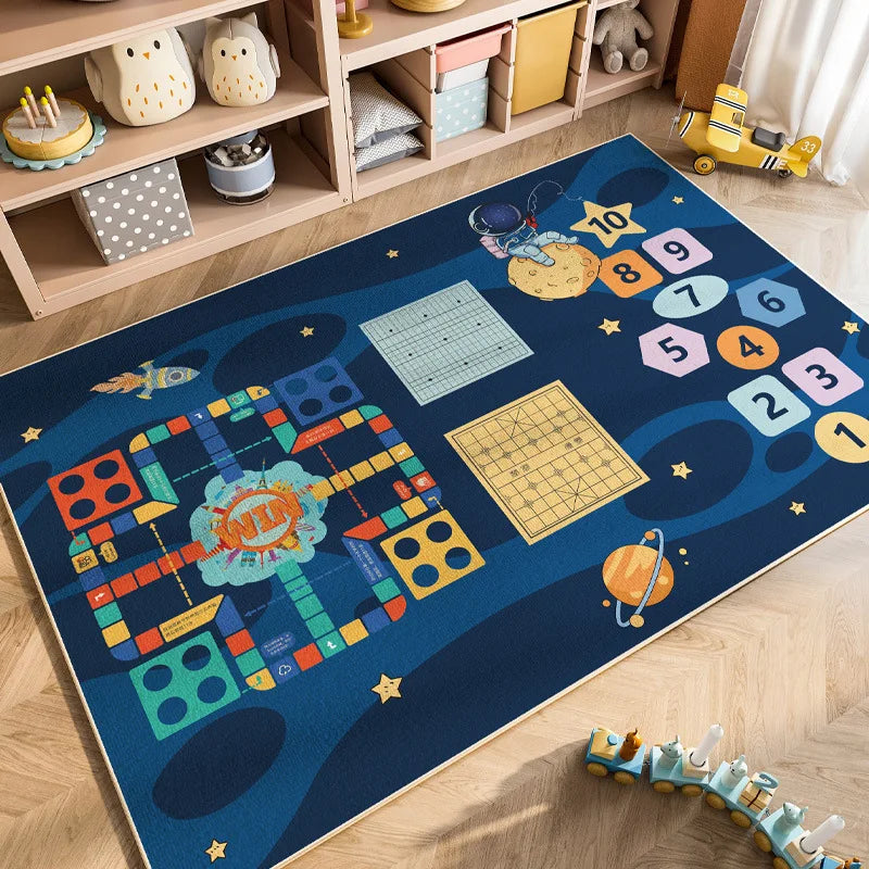 Cartoon Car Traffic Kids Play Mat Crystal Velvet Children's Area Rug Baby Crawling Carpet for Playroom Bedroom Living Room