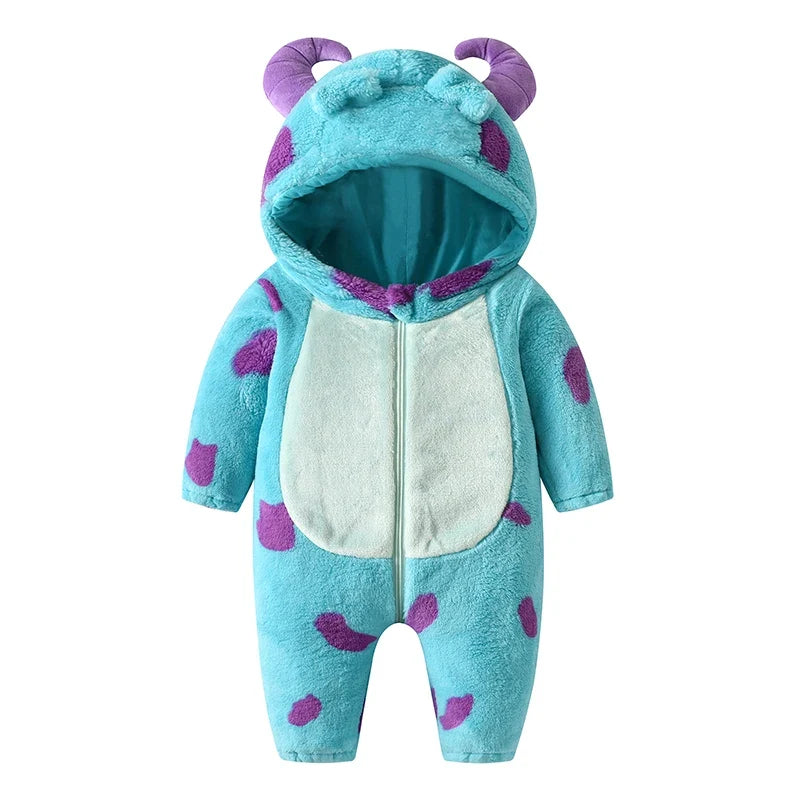 Toddler Baby Girl Boy Halloween Costumes Cartoon Animal Hooded Fleece Jumpsuit Romper Warm Fall Winter Clothes